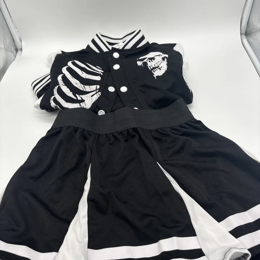 Girls Skeleton Scare Squad‎ Halloween Costume Skirt And Jacket Medium 8 To 10